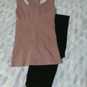Body slimming tanks and black leggings